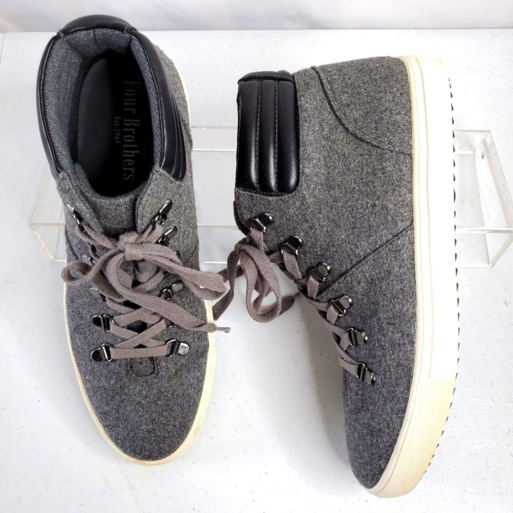 Four Brothers Wool Hi Hiker High-Top Sneakers Gray Office Shoes Size 10.5